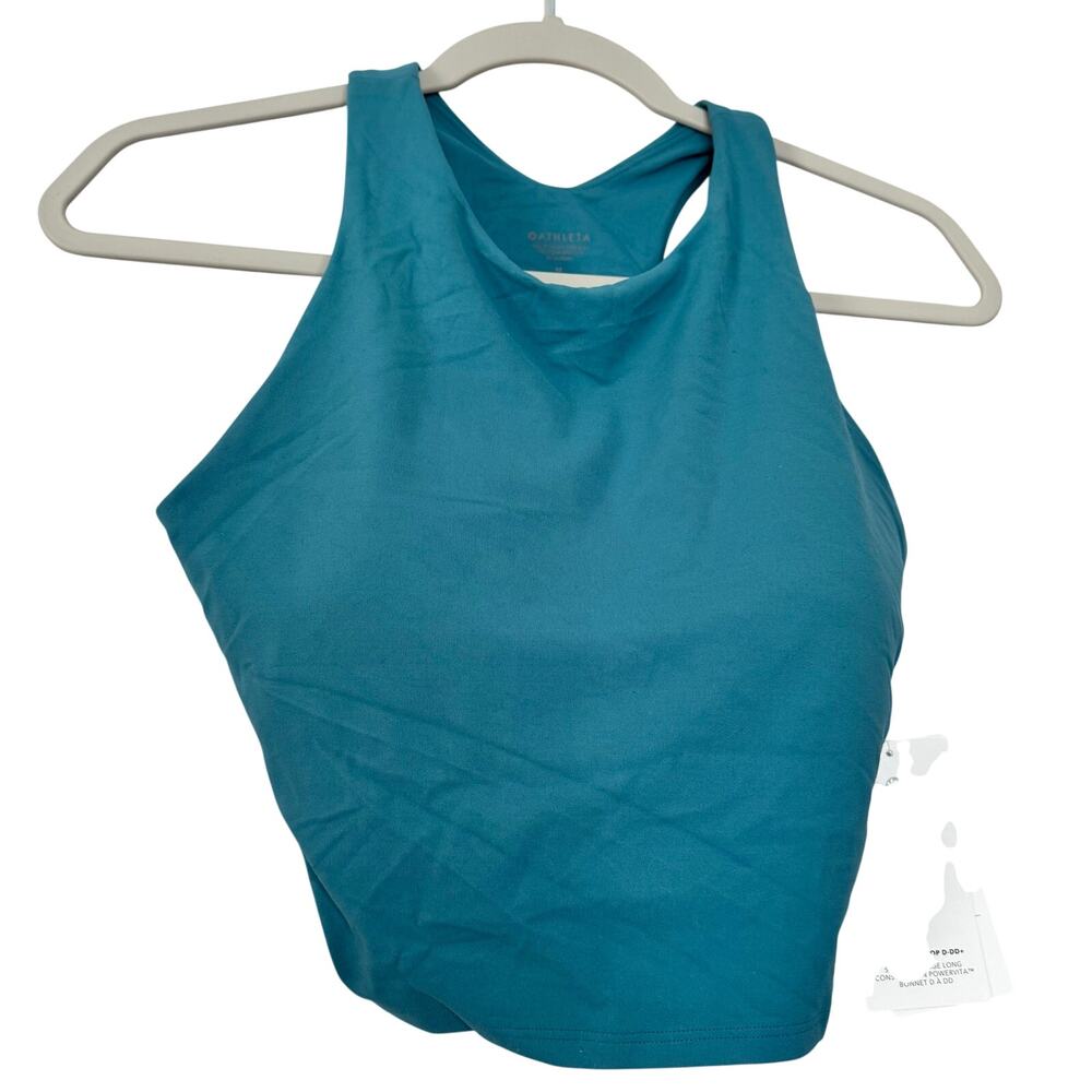 Athleta Cropped Tank Top Teal Racerback Training Women Size M NWT - Picture 2 of 7